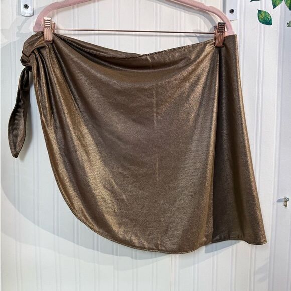 NWT Good American Mocha Foil Leg Daze Mesh Tie Sarong Coverup - Picture 2 of 5